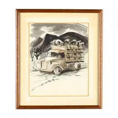 Untitled Illustration by Howard Baer, Ink and wash on paper, sold May 2018