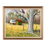 Tobacco Barns by Tim Postell, Oil on canvas, sold May 2018