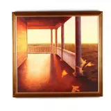 Untitled (Doves on porch) by Ginny Stanford, Acrylic on canvas, sold Apr 2018