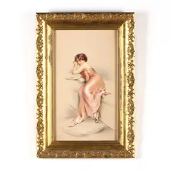 Woman in Pink by Gaston Bouy, Pastel and charcoal on paper, sold Apr 2018