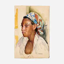 Female Portrait by Joseph Newman, watercolor on paper, sold Aug 2023
