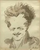 Portrait-charge de Maillard by Jean-Baptiste Isabey, Lavis gris sur trait de crayon, sold Nov 2022