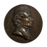 Portrait de Claude-Antoine-Gabriel, duc de Choiseul-Stainville, officier militaire, pair de France by dit David d'ANGERS Pierre-Jean David, Médaillon en bronze à patine brune, sold Nov 2022