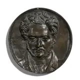 Portrait d'Uriah Phillips Levy, officier américain de l'United States Navy by dit David d'ANGERS Pierre-Jean David, Médaillon en bronze à patine brune, sold Nov 2022