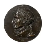 Portrait de Louis Proust, chimiste, aérostier by dit David d'ANGERS Pierre-Jean David, Médaillon en bronze à patine brune, sold Nov 2022