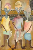 Les pêcheurs, 1993 by Diatta Seck, Huile sur toile, sold Nov 2022