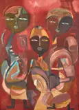 Les enfants, 1993 by Diatta Seck, Huile sur toile, sold Nov 2022