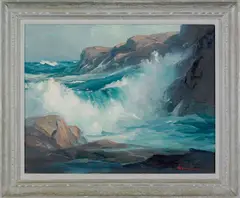coastal scene by Roger William Curtis, oil on canvas, sold Oct 2009