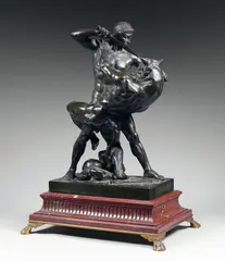 Thésée combattant le Minotaure (première version) by Antoine-Louis Barye, Epreuve ancienne en bronze à patine verte, sold Dec 2010