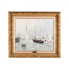 à Deauville, le yacht anglais by André Hambourg, Oil on canvas, sold Mar 2018