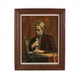 Girl With Comb by James Bonelli, Oil on board, sold Mar 2018