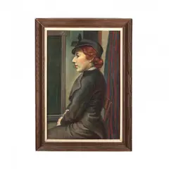 Woman in Black by James Bonelli, Oil on canvas (lined), sold Mar 2018