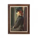 Woman in Black by James Bonelli, Oil on canvas (lined), sold Mar 2018