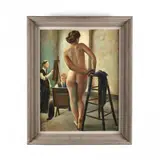 Life Class by James Bonelli, Oil on canvas (lined), sold Mar 2018