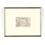 Coat-of-Arms with a Mask Held by Two Genii by Lucas van Leyden, Engraving, sold Feb 2018