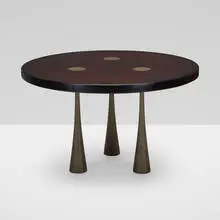 Dining table by Angelo Mangiarotti, 1970, rosewood, bronze, lacquered wood, sold Dec 2021