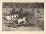 Mariano cebbalos, alias el Indio mata el toro desde su caballo by Francisco Goya y Lucientes, Aguafuerte, aguatinta, punta seca, buril y bruñidor, sold Sep 2026