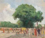 Paris, bord de Seine animé by Maximilien Luce, 1935, Óleo sobre papel adherido a lienzo, sold Sep 2026