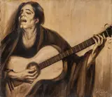 El guitarrista flamenco by Daniel Sabater, 1929, Óleo sobre lienzo, sold Sep 2026