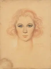 Ojos azules by Manuel Benedito Vives, 1919, Pastel sobre papel, sold Sep 2026