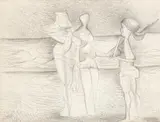 Conchita, Germaine y una amiga en la playa by Javier Vilató y Ruiz, 1967, Lápiz sobre papel, sold Sep 2026