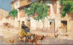 Escena de pueblo by Cecilio Pla, Óleo sobre lienzo, sold Jun 2026