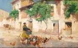Escena de pueblo by Cecilio Pla, Óleo sobre lienzo, sold Jun 2026