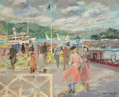 Paseo marítimo by Emilio Grau Sala, 1948, Óleo sobre tablex, sold Jun 2026