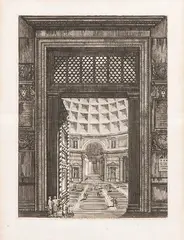 Veduta della gran Porta del Panteon di Marco Agrippa by Luigi Rossini, 1822, Aguafuerte sobre papel, sold May 2026