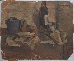 Naturaleza muerta con pipa by José Gurvich, 1974, Óleo sobre cartón, sold Dec 2025