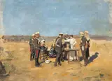 Militares by Cecilio Pla, Óleo sobre lienzo, sold Oct 2025