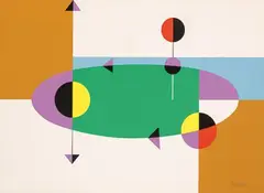 Banderas del Cosmos by César Manrique, 1985, Serigrafía sobre cartulina, sold Oct 2025