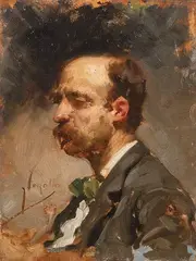 Retrato del pintor Natal Pesado y Segura by Joaquín Sorolla, 1923, Óleo sobre tabla, sold Sep 2025