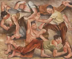 La bagarre (la pelea) by Josep de Togores i Llach, 1925, Óleo sobre lienzo, sold Sep 2025