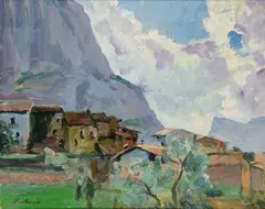 Paisaje de Figols by Joaquín Mir Trinxet, Óleo sobre lienzo, sold Jul 2025