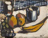 Naturaleza muerta con frutas by José Vilató Ruiz, Óleo sobre cartón, sold Jul 2025