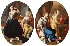 Parábola de la Vírgenes necias y prudentes by José Camarón y Bonanat, Óleo sobre lienzo (dos), sold May 2025