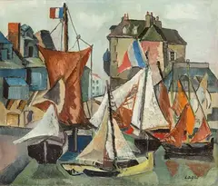 Puerto de Honfleur by Celso Lagar Arroyo, 1926, Óleo sobre lienzo, sold May 2025