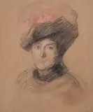 Retrato de dama by Julio Vila y Prades, Dibujo a pastel y lápiz, sold Feb 2025