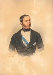 Retrato de caballero by Leopold Fischer, 1864, Acuarela sobre papel, sold Feb 2025