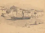 Cadaqués by Eliseo Meifrén y Roig, 1896, Dibujo a lápiz sobre papel, sold Feb 2025