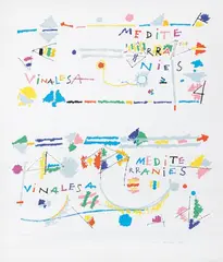 Vinalesa Mediterranies by Manuel Hernández Mompó, 1985, Serigrafía sobre papel, sold Feb 2025