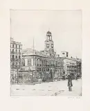 Puerta del Sol de Madrid by Amalia Avia, Aguafuerte sobre papel Segundo Santos hecho a mano, sold May 2024
