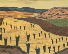 Campos de Extremadura, Paisaje extremeño by Godofredo Ortega Muñoz, 1954, Óleo sobre lienzo, sold Mar 2024