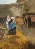 La campesina by Luis Jiménez Aranda, 1928, Óleo sobre tabla, sold Dec 2023