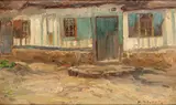 Estudio de casa by Manuel Benedito Vives, Óleo sobre tabla, sold Dec 2023