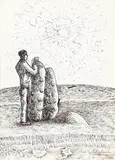 Personaje en el campo by Benjamín Palencia, 1976, Tinta sobre papel, offered Oct 2023