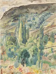Árboles de Villafranca by Benjamín Palencia, Acuarela sobre papel, sold Sep 2023