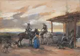Jinetes by Roberto Domingo Y Fallola, Acuarela sobre papel, sold Jul 2023