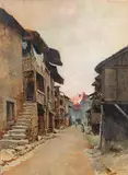 Pueblo de los Países Bajos by Manuel Benedito Vives, 1904, Óleo sobre lienzo, sold Jul 2023